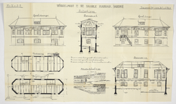 858551 Opstanden, doorsneden, plattegronden en situatie van Wisselpost C van het S.S.-station Baarle-Nassau Grens te ...